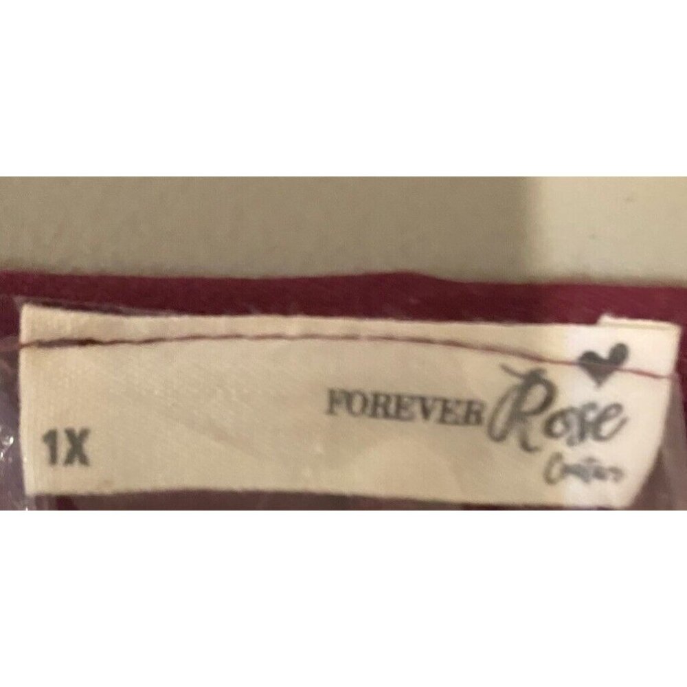 Forever Rose Dress Women 1X Wine 3/4 Sleeve Knee Swing Flare Stretch Knit - Picture 8 of 8